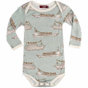 Blue Ships - Bamboo LS One Piece