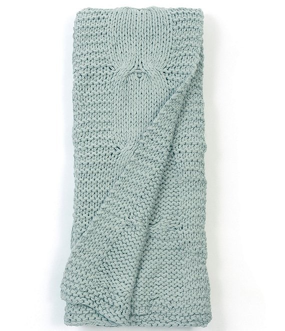 Micah Cable Knitted Throw - Seaglass