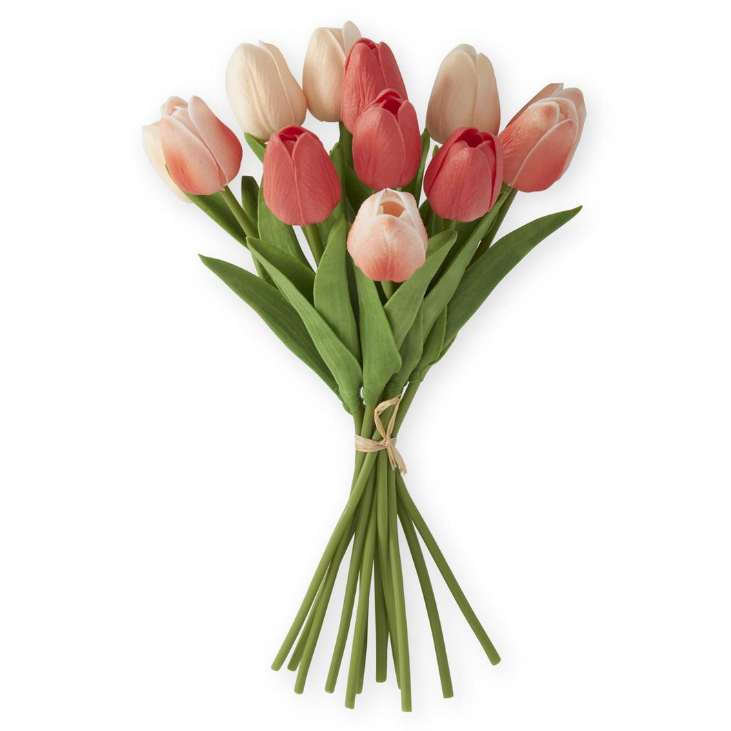 Real Touch Tulips - Set of 6 - Coral/Peach