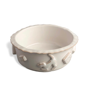 Dog Food and Water Bowl - Medium French White