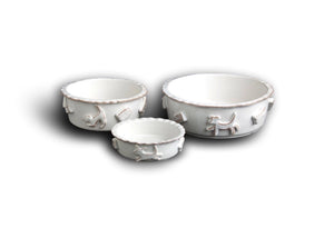 Dog Food and Water Bowl - Small French White