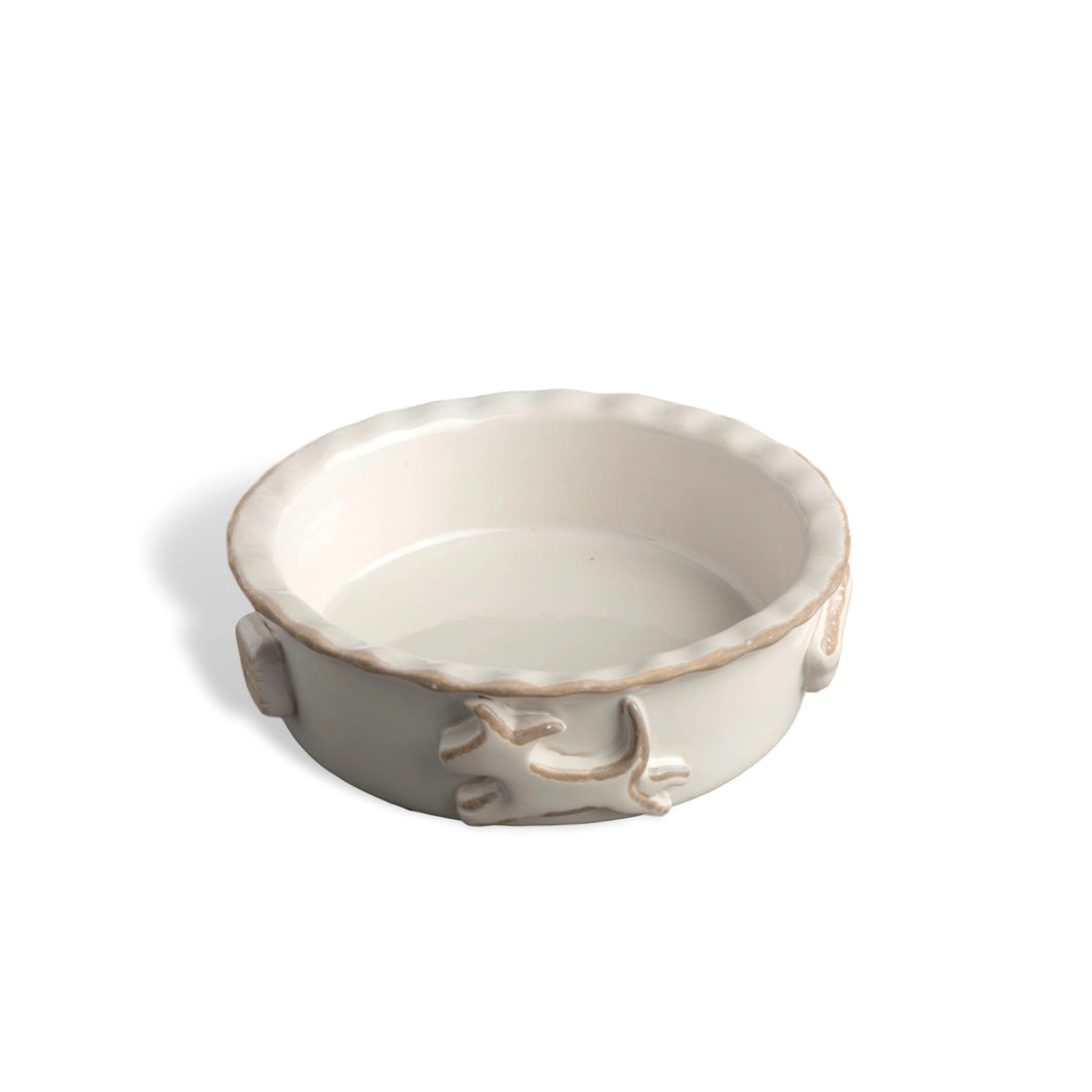 Dog Food and Water Bowl - Small French White