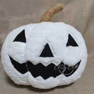 Halloween Sherpa Pillow - White Pumpkin