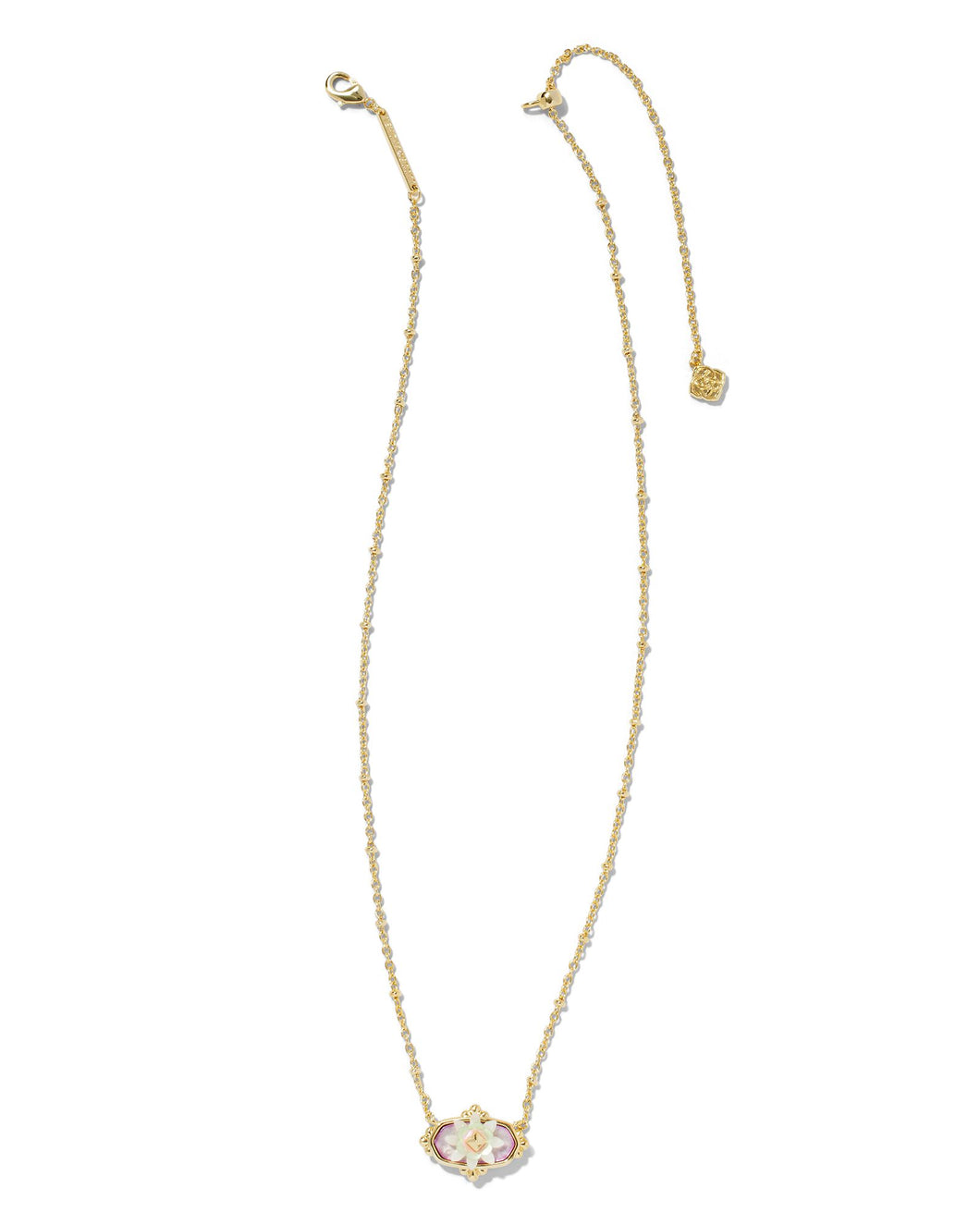 Elisa Gold Flower Petal Framed Short Pendant Necklace in Pastel Mix