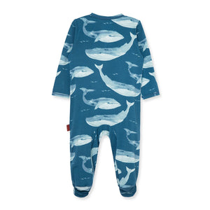 Blue Whale Stretch Footed Romper - Bamboo One Piece