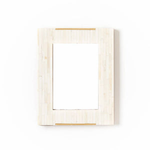 Mukhendu 5x7 Picture Frame - Carved Bone, Brass Accent