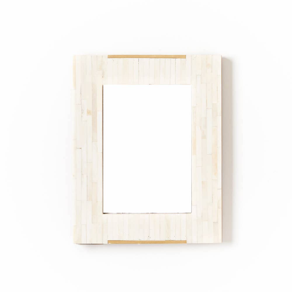 Mukhendu 5x7 Picture Frame - Carved Bone, Brass Accent