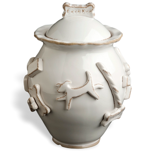 Dog Treat Jar - French White