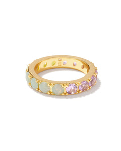 Chandler Gold Band Ring in Green Lilac Mix