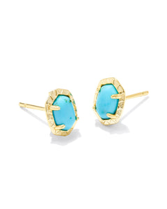 Daphne Gold Stud Earrings in Variegated Turquoise Magnesite