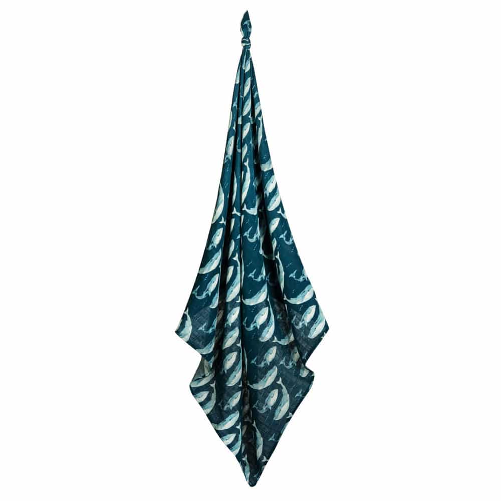 Blue Whale Muslin Swaddle Blanket - Bamboo