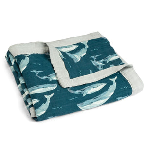 Blue Whale Big Lovey Three-Layer Muslin Blanket