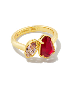 Alexandria Gold Cocktail Ring in Cranberry Mix