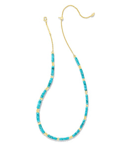 Deliah Gold Strand Necklace in Variegated Turquoise Magnesite
