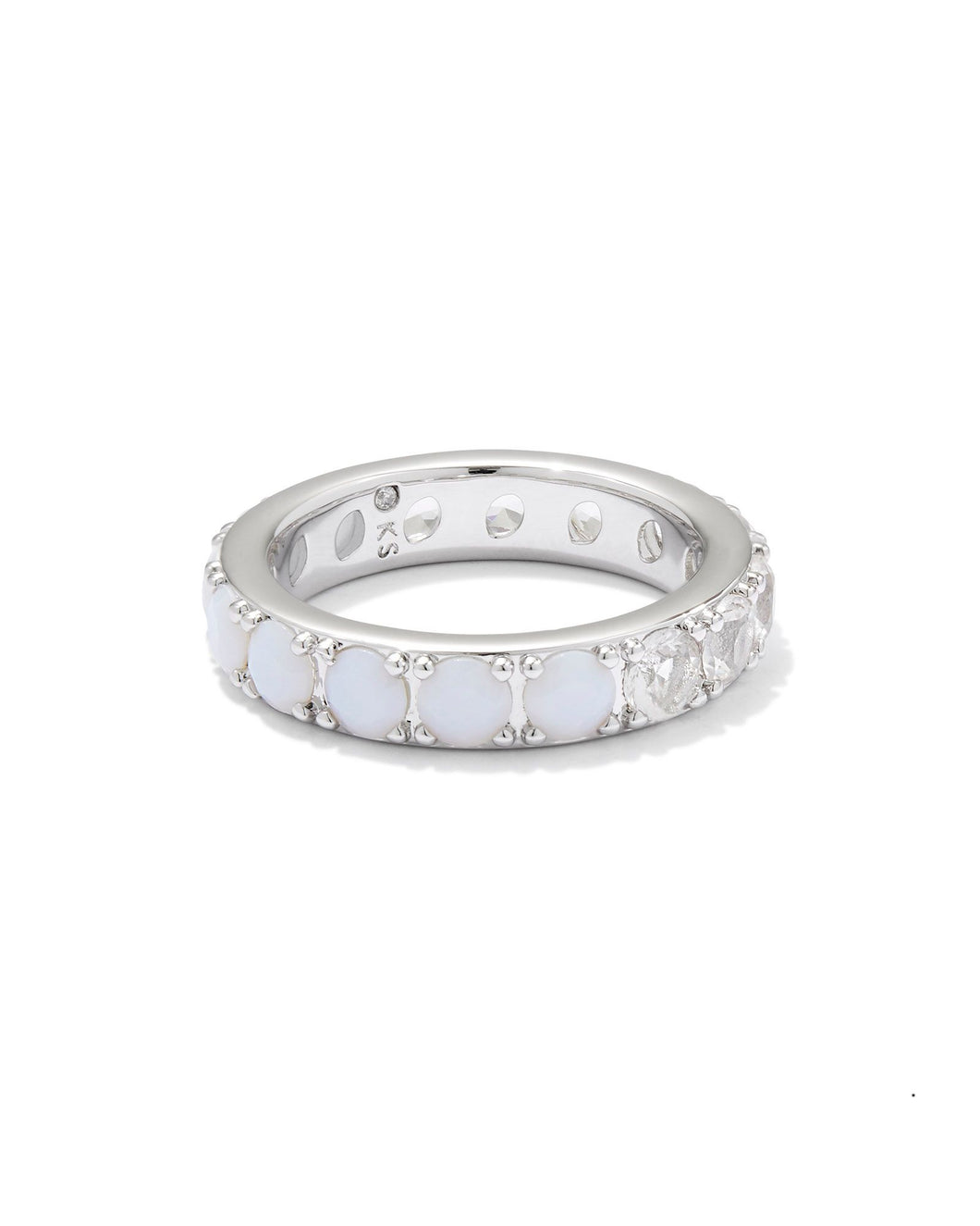 Chandler Silver Band Ring in White Opalite Mix