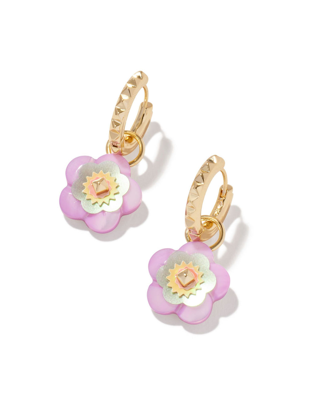 Deliah Gold Huggie Earrings in Pastel Mix