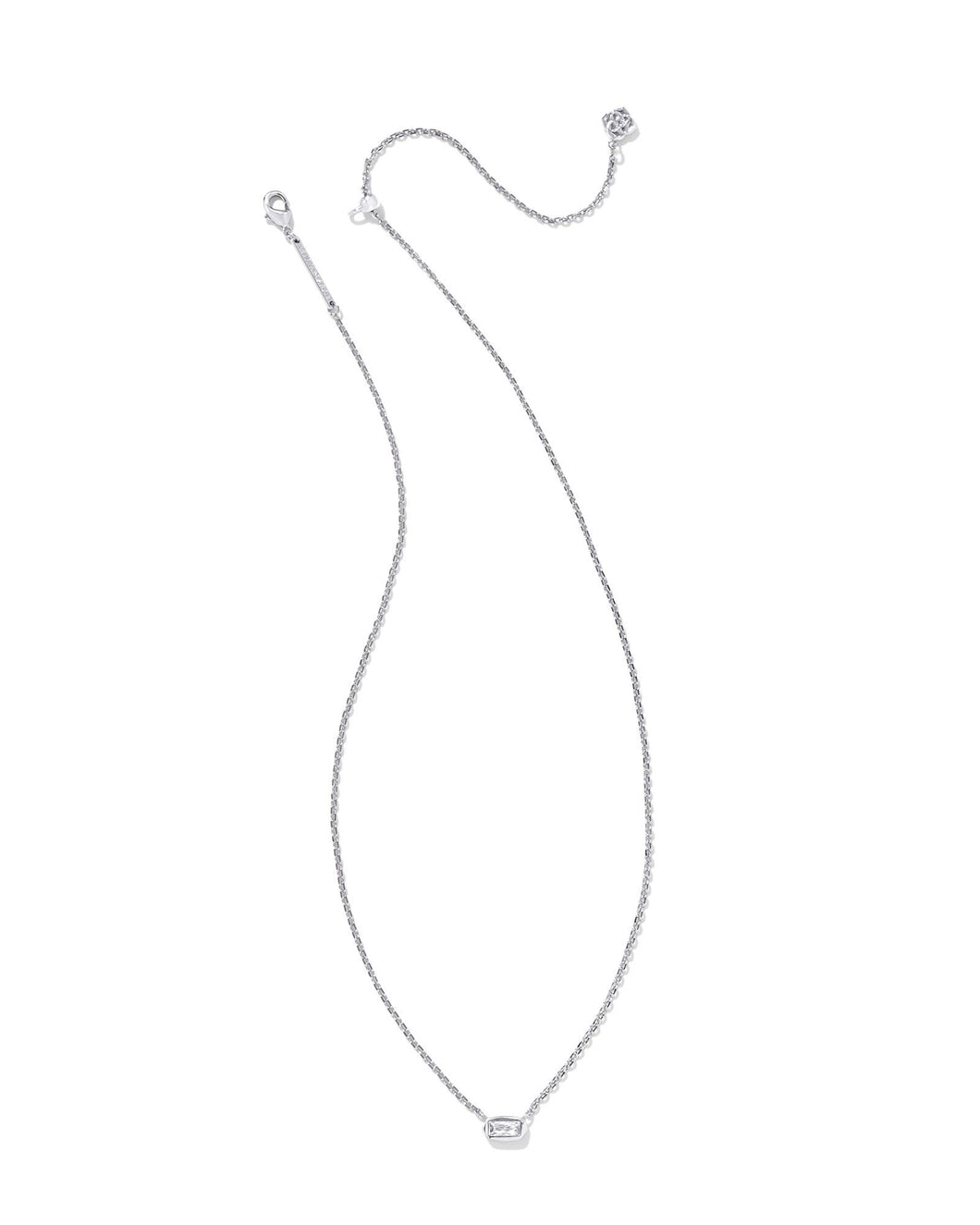 Fern Silver Crystal Short Pendant Necklace