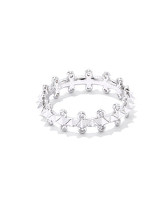 Jada Silver Band Ring in White Crystal