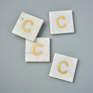 Verona Marble Monogram Coasters Set of 4