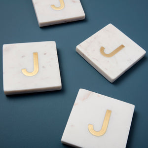 Verona Marble Monogram Coasters Set of 4