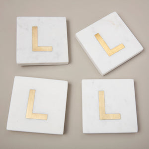 Verona Marble Monogram Coasters Set of 4