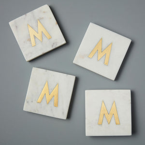 Verona Marble Monogram Coasters Set of 4