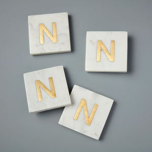 Verona Marble Monogram Coasters Set of 4