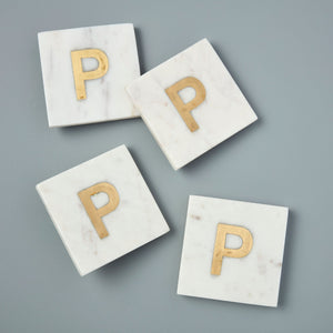 Verona Marble Monogram Coasters Set of 4