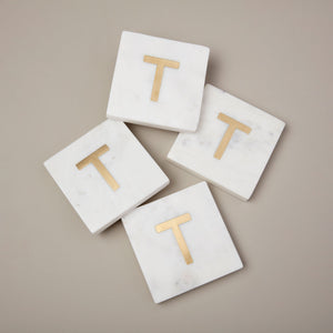 Verona Marble Monogram Coasters Set of 4