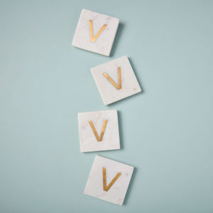 Verona Marble Monogram Coasters Set of 4