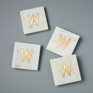 Verona Marble Monogram Coasters Set of 4