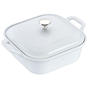 9-inch, square, Covered Baking Dish, white