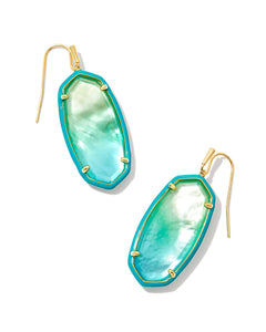 Elle Gold Enamel Framed Drop Earrings in Sea Green Chrysocolla