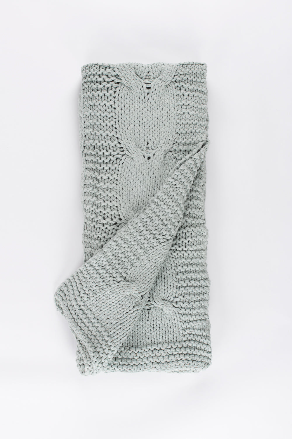 Micah Cable Knitted Throw - Aqua