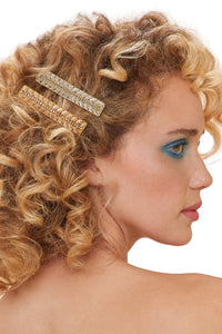 Narrow Jeweled Hair Bar (Set of 2) - Pastel Vines