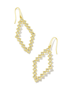 Kinsley Gold Open Frame Earrings in White Crystal