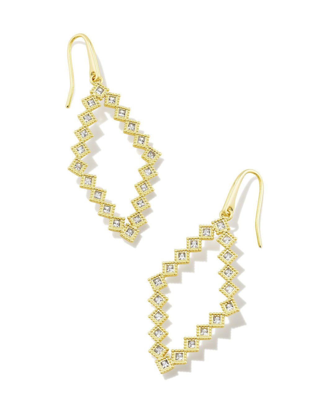 Kinsley Gold Open Frame Earrings in White Crystal