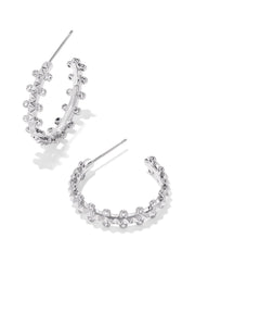 Jada Silver Small Hoop Earrings in White Crystal