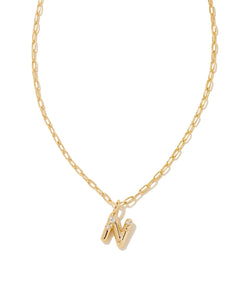 Crystal Letter Gold Short Pendant Necklace in White Crystal