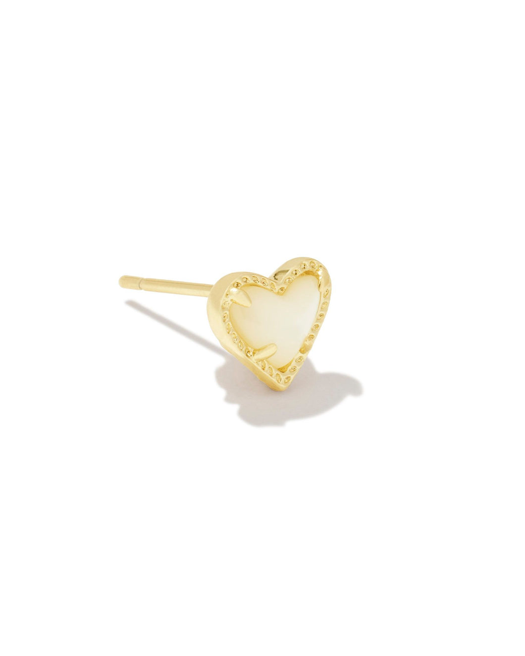 Mini Ari Heart Gold Single Stud Earring in Ivory Mother of Pearl
