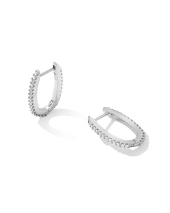 Murphy Silver Pave Huggie Earrings in White Crystal