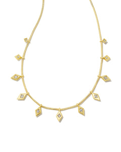 Kinsley Gold Strand Necklace in White Crystal.