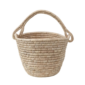 Hand-Woven Basket with Handle