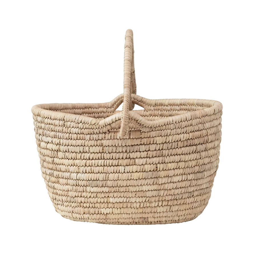 Hand-Woven Basket with Handle