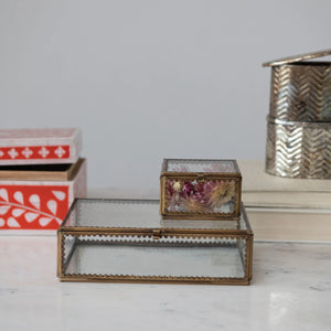 Marble & Brass & Glass Display Box w/ Scalloped Edges