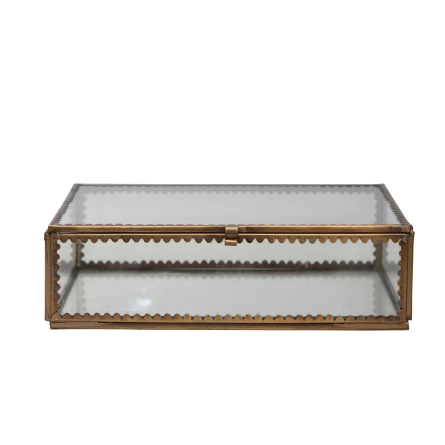 Marble & Brass & Glass Display Box w/ Scalloped Edges