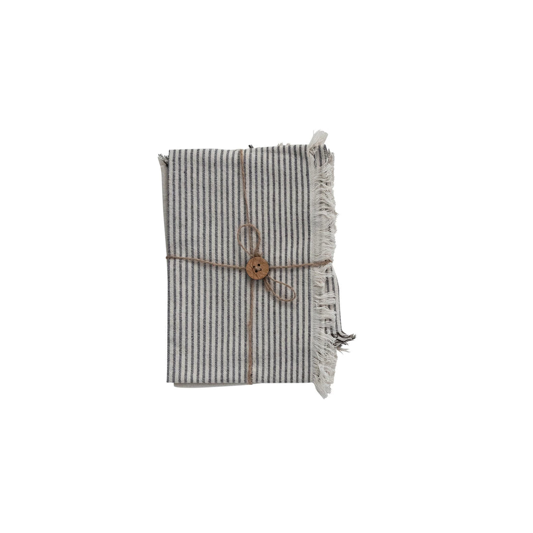 Stripes & Fringe Cotton Tea Towel Set of 2