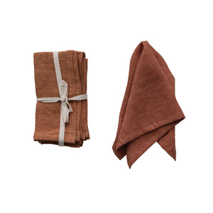 Rust Stonewashed Linen Napkins, Set of 4