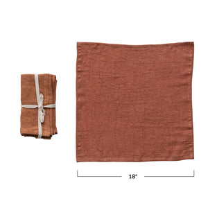 Rust Stonewashed Linen Napkins, Set of 4