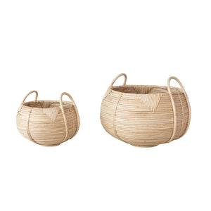 Hand-Woven Rattan Baskets w/ Handles